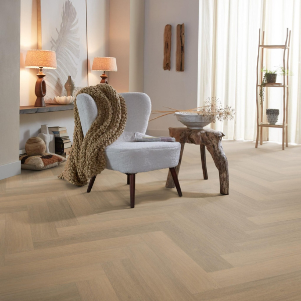 YUP Sutton Herringbone Dryback Warm Natural Sfeer